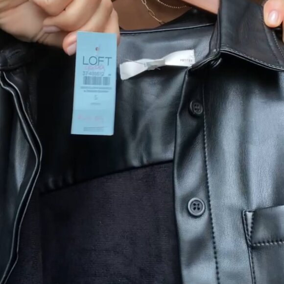 NWT LOFT Faux Leather Shirt Jacket - Picture 6 of 6